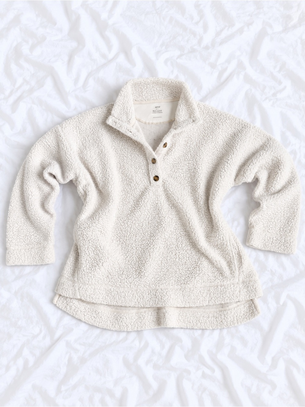 Aerie Cozy Cream Sherpa Pullover Sweater
